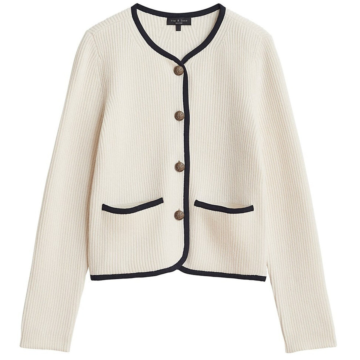 Rag & Bone Ribbed Ivory Nancy Cardigan Size Small