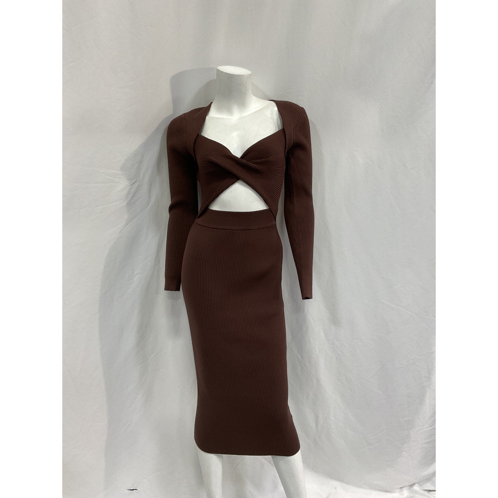 Line & Dot 'Avril' Brown Viscose Dress Size S - NWT