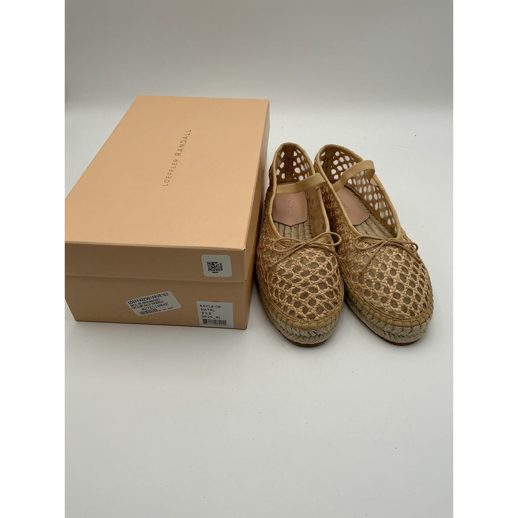 Loeffler Randall 'Kayla' Beige Raffia Soft Ballet Espadrilles Size 8.5 - NWT