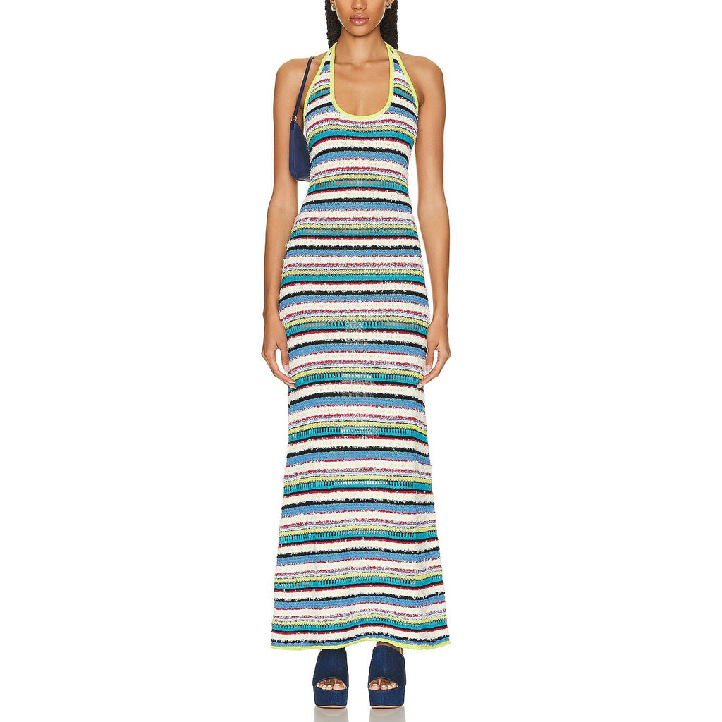 Staud 'Annabella' Blue Halterneck Back Cut Out Dress Size S