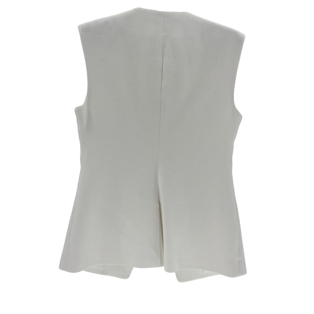 Veronica Beard 'Tamara' White Cotton Collarless Button Up Vest Size 8