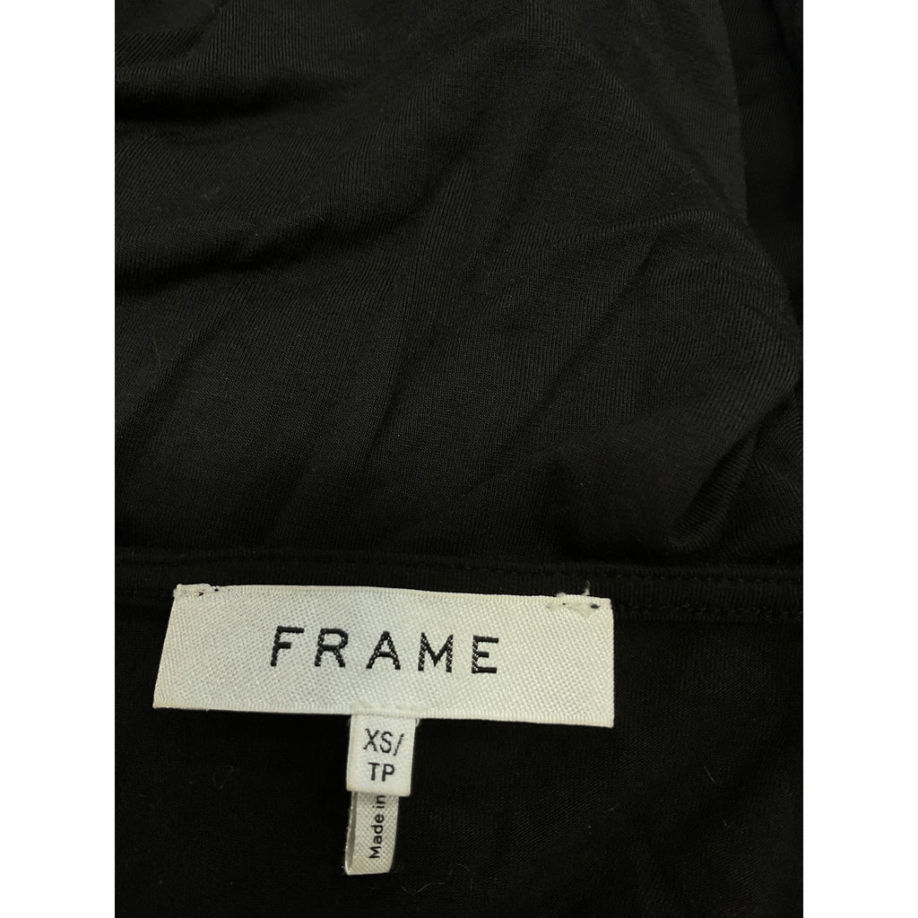 Frame 'Twisted' Black Spandex V-Neck Top Size XS