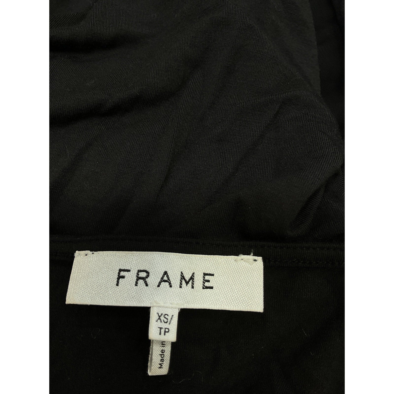 Frame 'Twisted' Black Spandex V-Neck Top Size XS