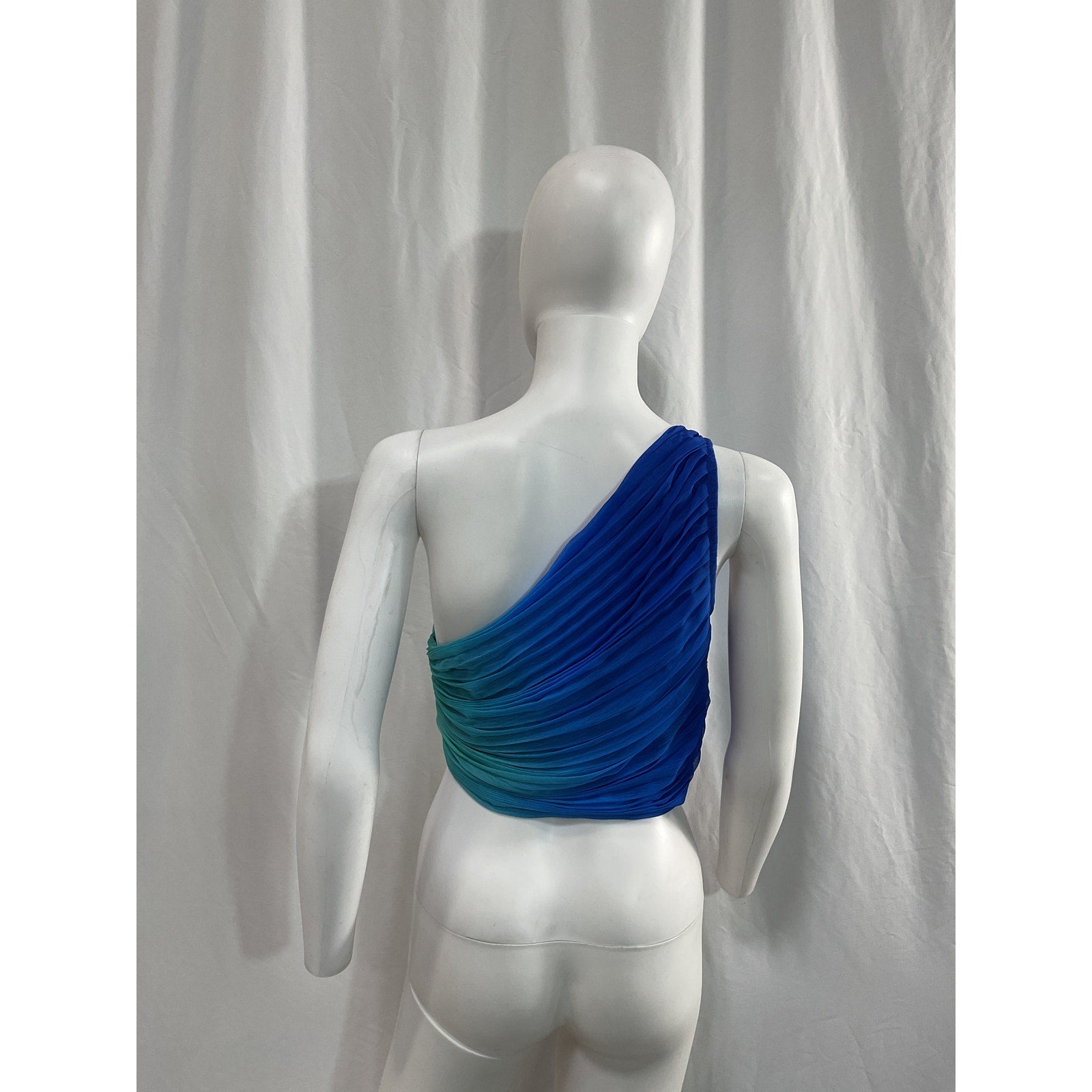 Rococo Sand x Revolve One Shoulder Blue Georgette Top Size M