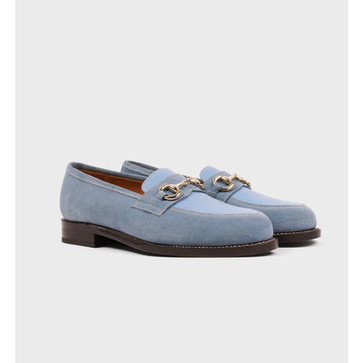 Sporty & Rich 'The Penny' Blue Leather Suede Loafer Size 6