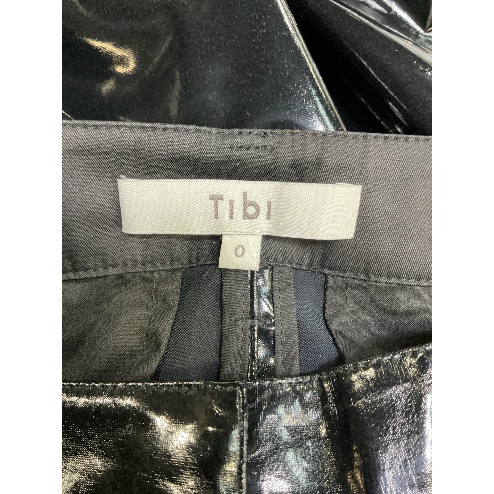 Tibi 'Tech' Black Polyester Patent Skinny Pant Size 0 - NWT
