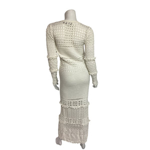 Retrofête Knit Crochet Iridescent White Alaia Cardigan Size S