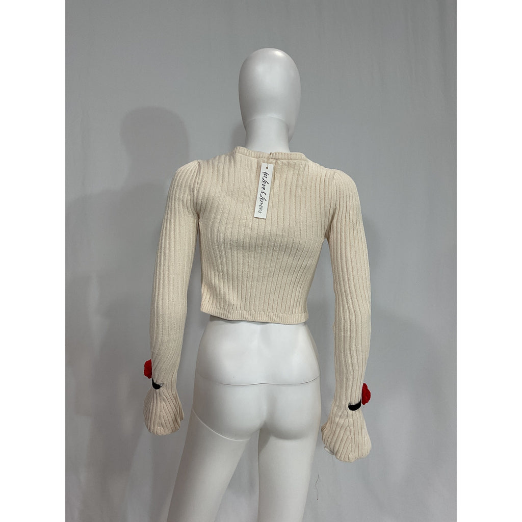 For Love & Lemons 'Roxana' White Rosette Applique Cardigan Size XS - NWT