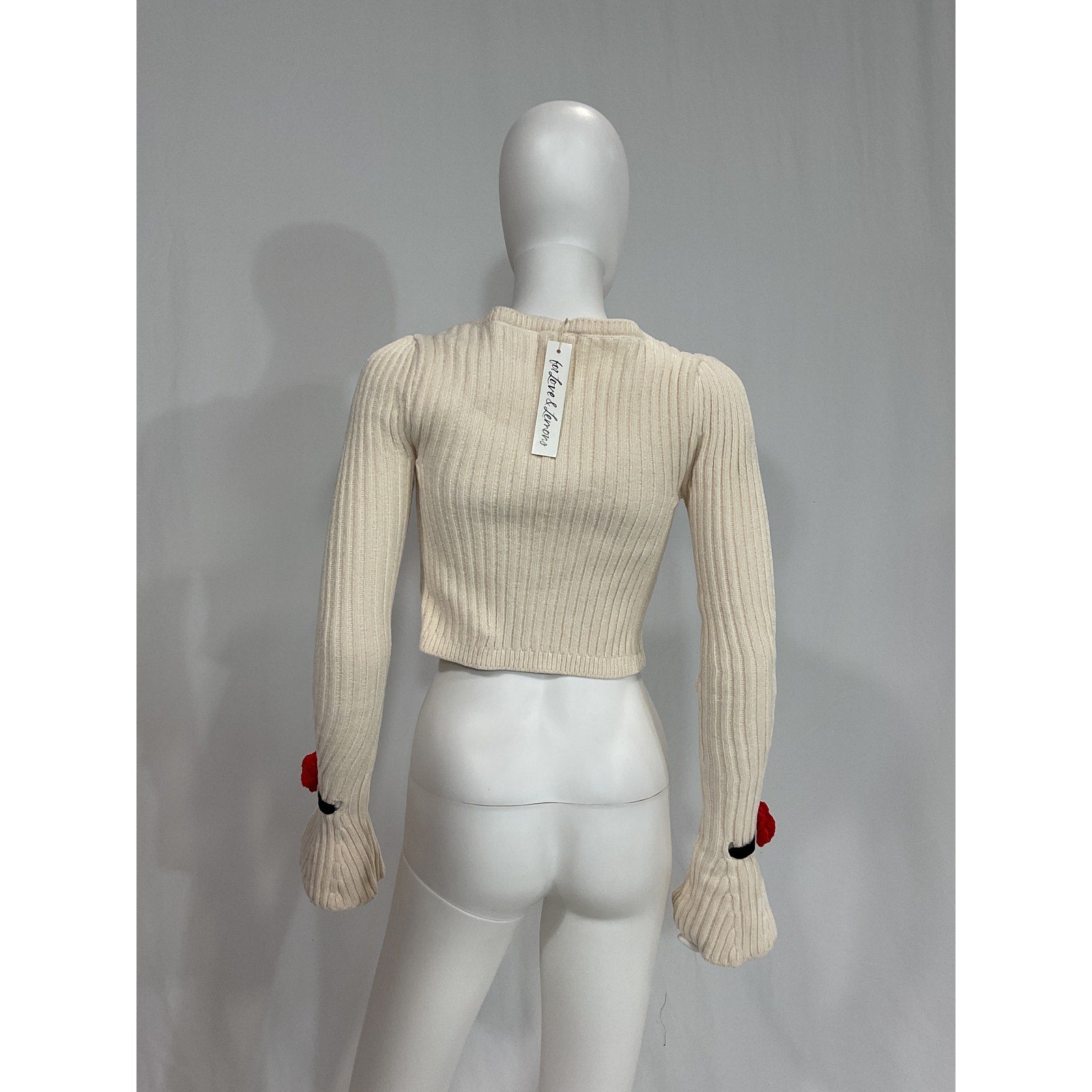 For Love & Lemons 'Roxana' White Rosette Applique Cardigan Size XS - NWT