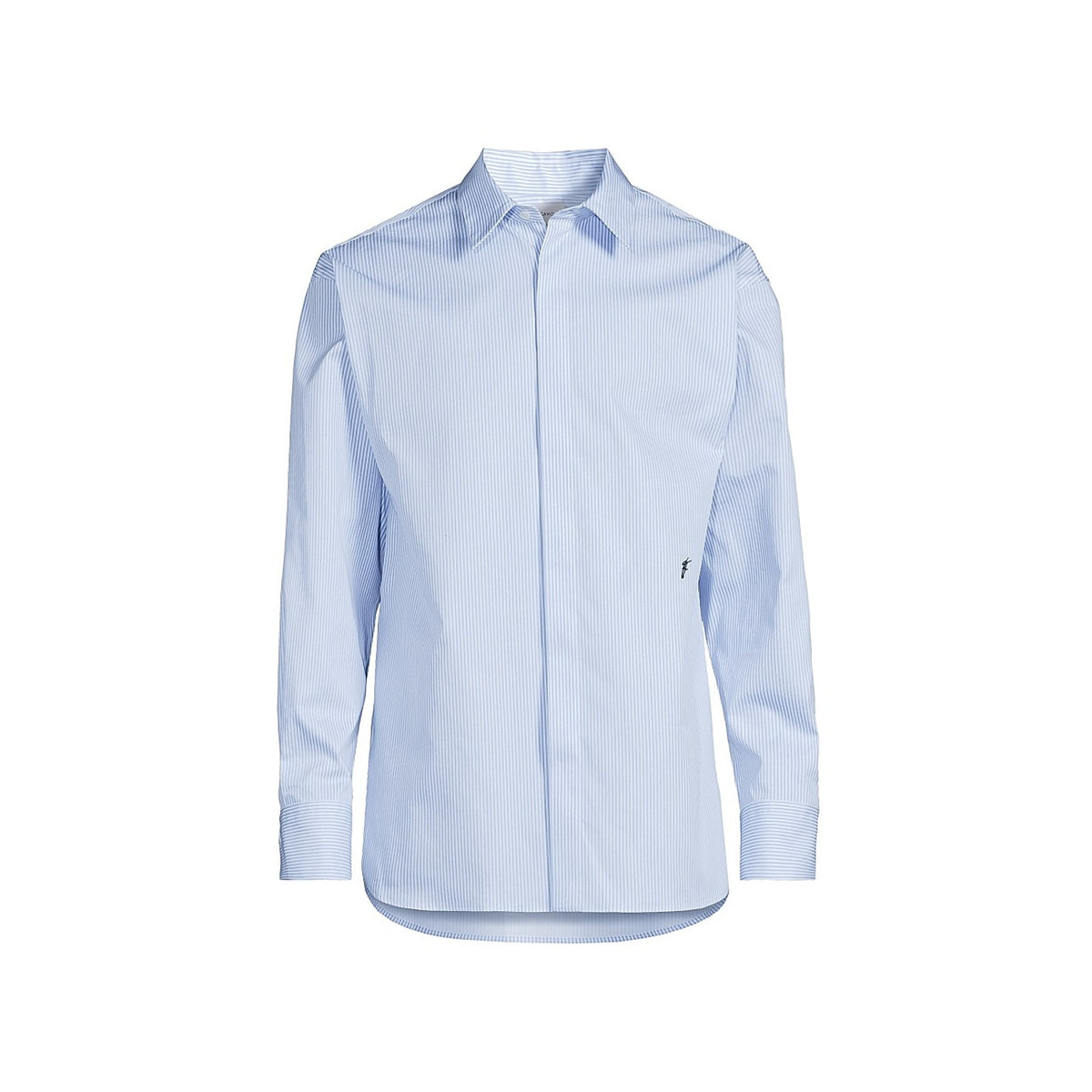 Ferragamo Pinstriped Blue Button-Front Size Large Shirt