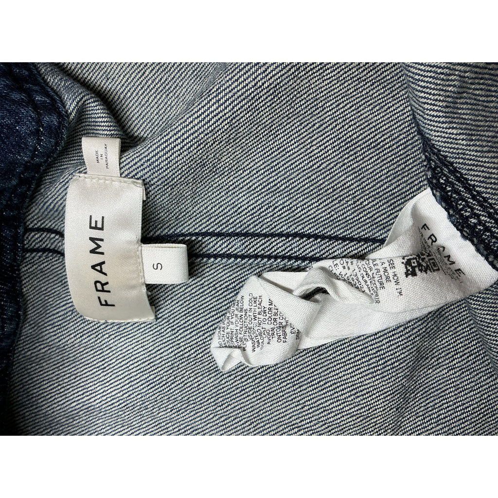 Frame Button Front Blue Viscose Jacket Size S