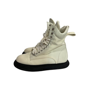 Attico Canvas Lace-Up Cream Boots Size 8