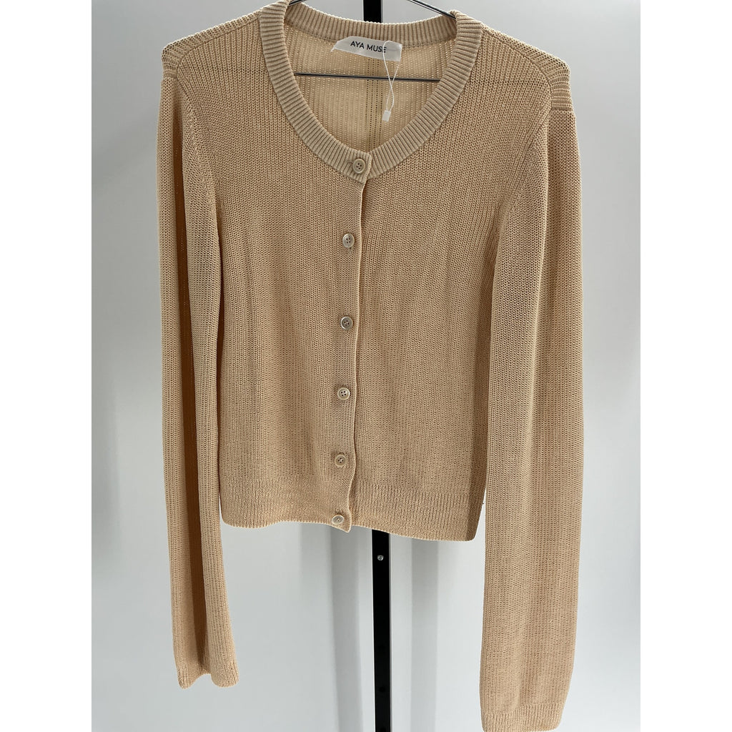 Aya Muse 'Lysi' Tan Cotton Cardigan Size L