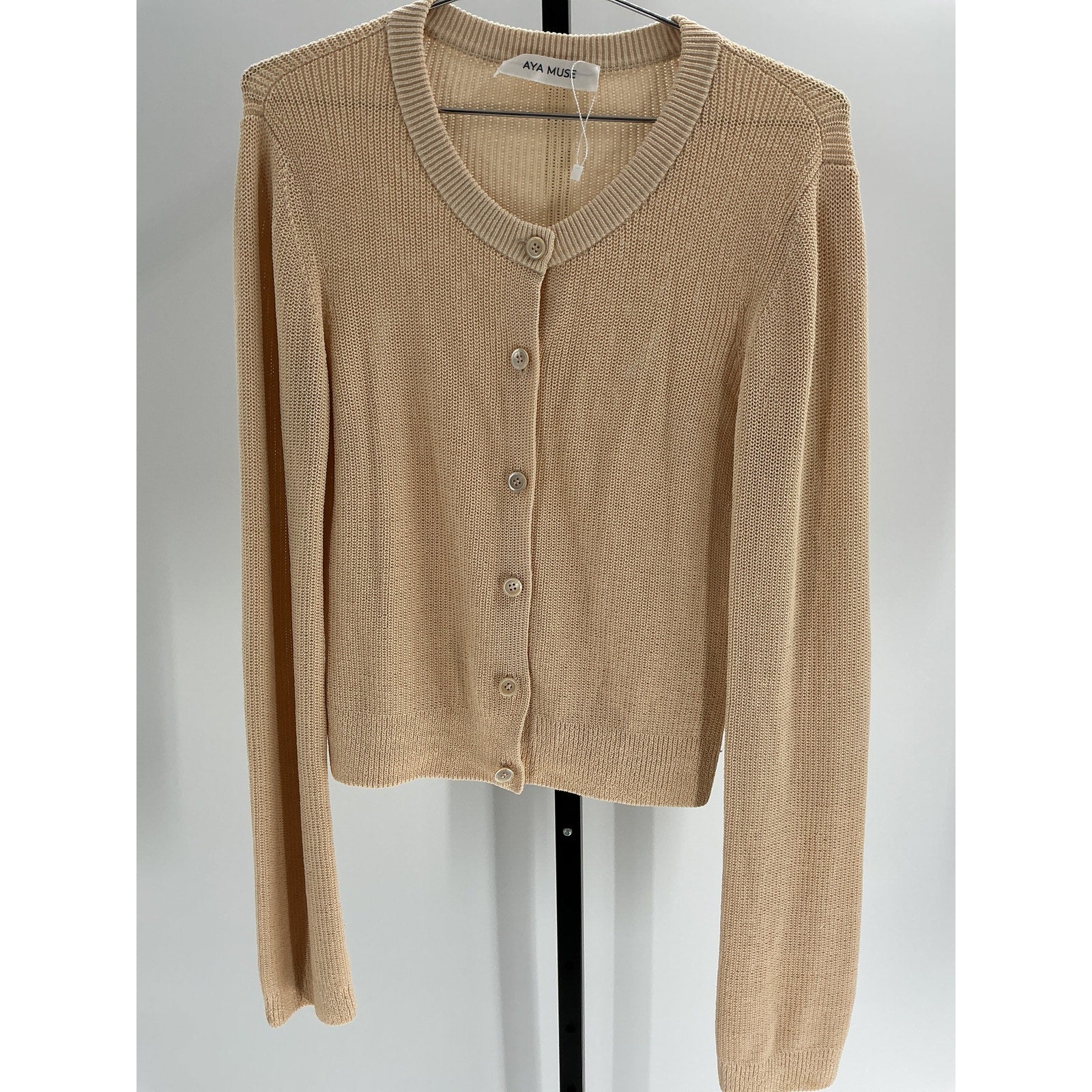 Aya Muse 'Lysi' Tan Cotton Cardigan Size L