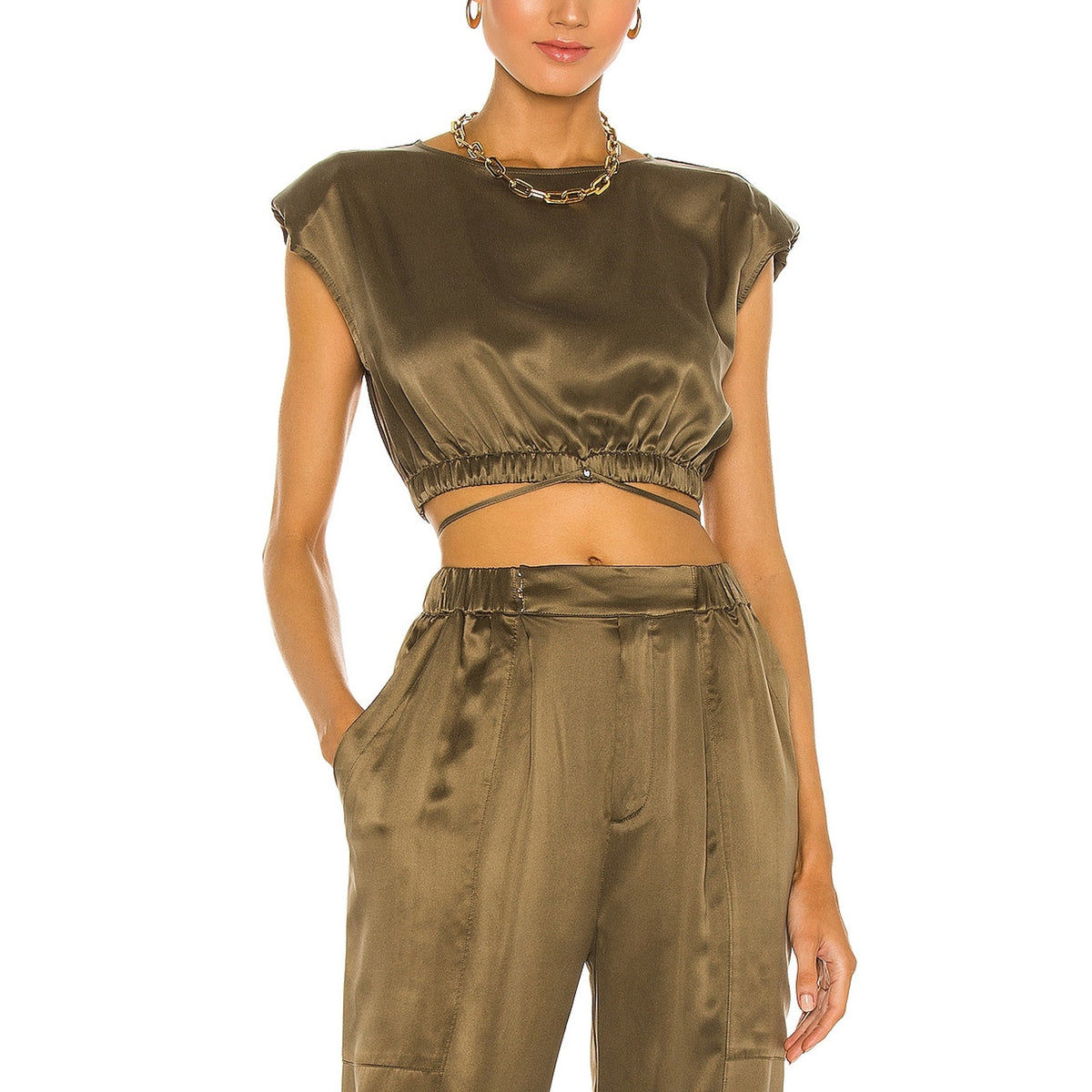 Nicholas 'Rey' Green Satin Top Size 4