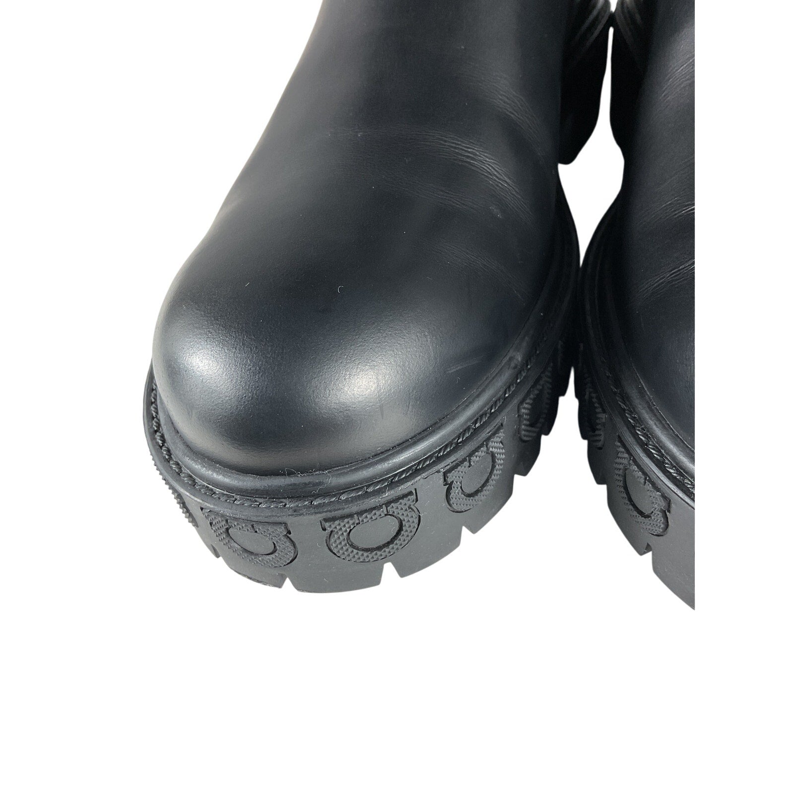 Ferragamo 'Varsi' Black Leather Chelsea Lug Bootie Size 6.5