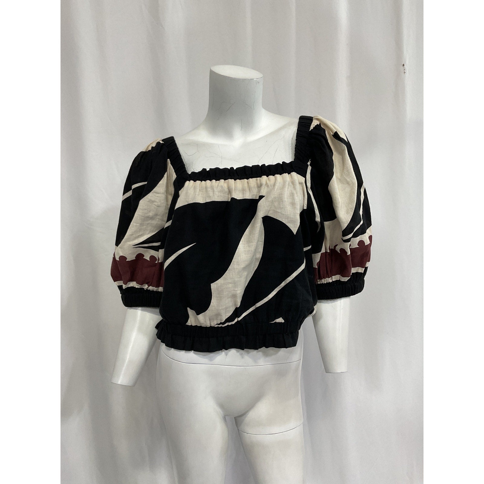 Sea New York 'Liora' Black Elbow Sleeve Cropped Top Size XL