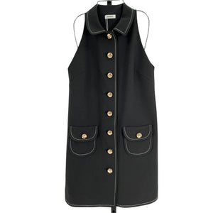 Sandro Sleeveless Black Peter Pan Collar Mini Dress Size 38