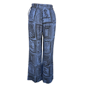 Acne Studios Printed Blue High Rise Wide Leg Pants Size 32
