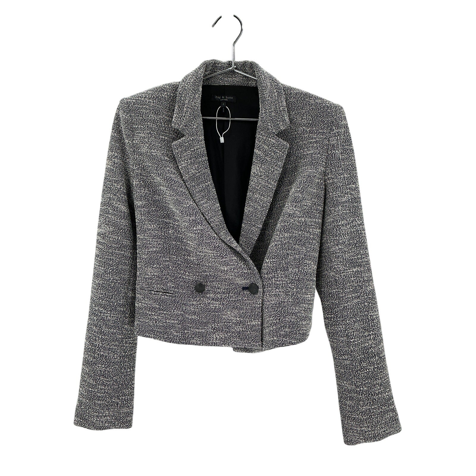 Rag & Bone 'Josie' Grey Cotton Italian Tweed Blazer Size 2