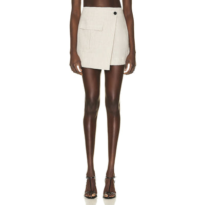 Matthew Bruch Chic Beige Wrap Cargo Mini Skirt Size 3