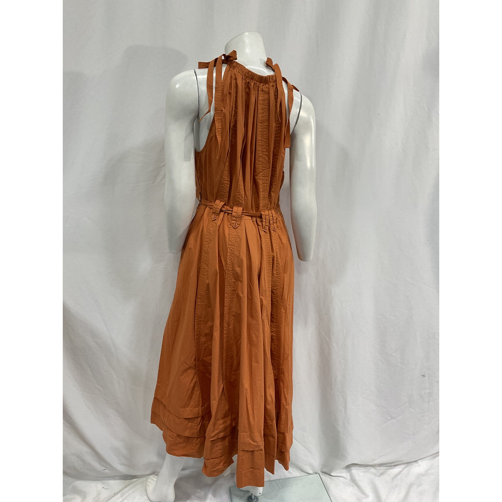 Ulla Johnson 'Joni' Brown Cotton Belted Poplin Midi Dress Size 14