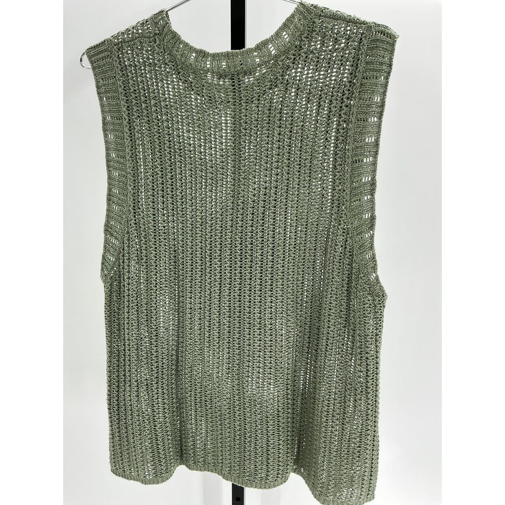 Rag & Bone 'Riley' Green Cotton Semisheer Knit Tank Top Size XL
