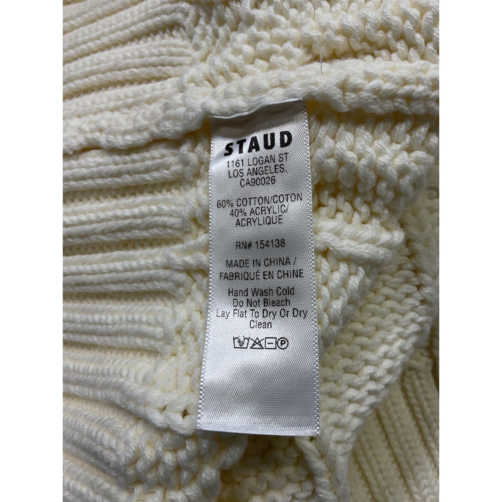 Staud 'Hampton' White Long Sleeve Half Zip Sweater Size XS