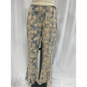 Acne Studios Floral-Print Blue Crepe De Chine Flared Pants Size 10