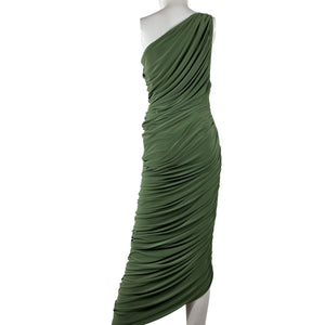 Norma Kamali 'Diana' Green Polyester Gown Size L