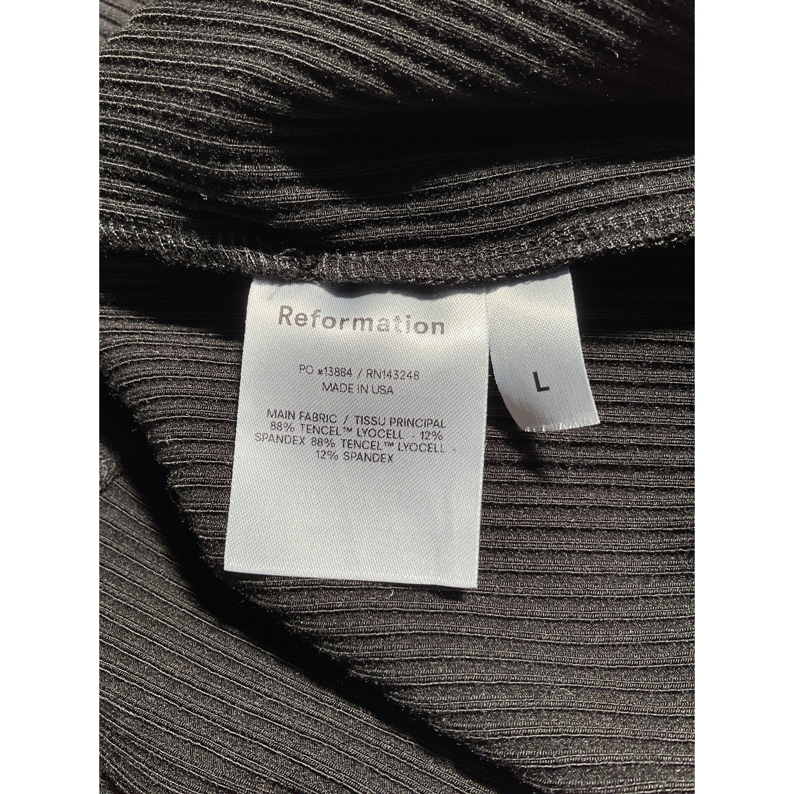 Reformation 'Cassi' Black Tencel Lyocell Knit Dress Size L