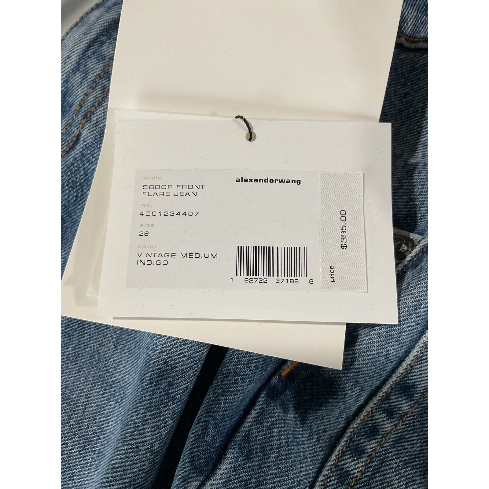 Alexander Wang 'Scoop' Blue Cotton Front Flare Jean Size 26 - NWT