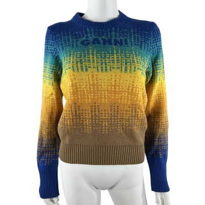 Ganni Gradient Cloisonne Graphic Wool Sweater Size M