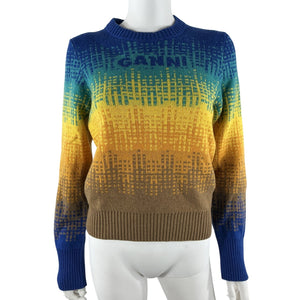 Ganni Gradient Cloisonne Graphic Wool Sweater Size M