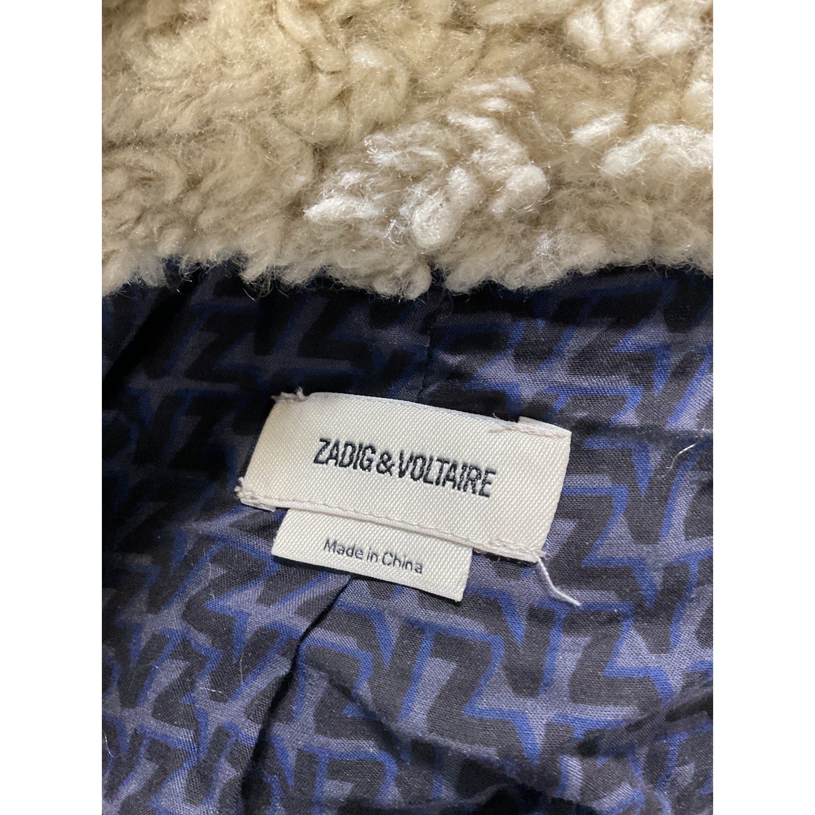 Zadig & Voltaire 'Fino' Tan Soft Curly Faux Fur Teddy Jacket Size L