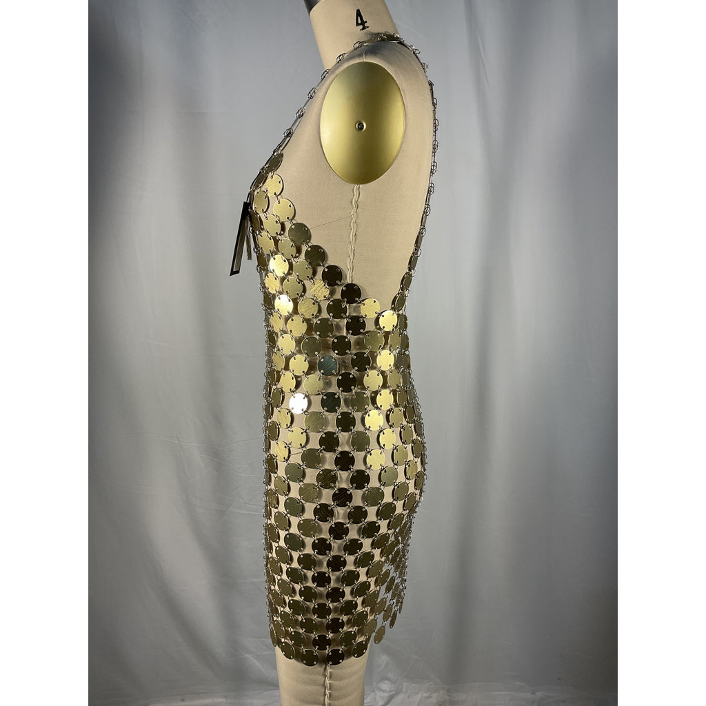 Fannie Schiavoni 'Cara' Gold Dress Size S - NWT