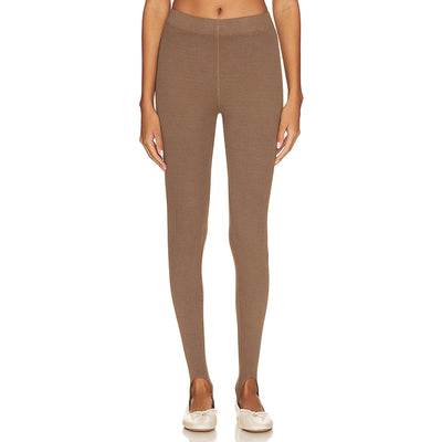 Donni Ribbed Brown Stirrup Leggings Size XS