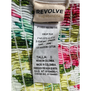 Agua Bendita Floral Multicolor Rôhea Crop Top Size S NWT
