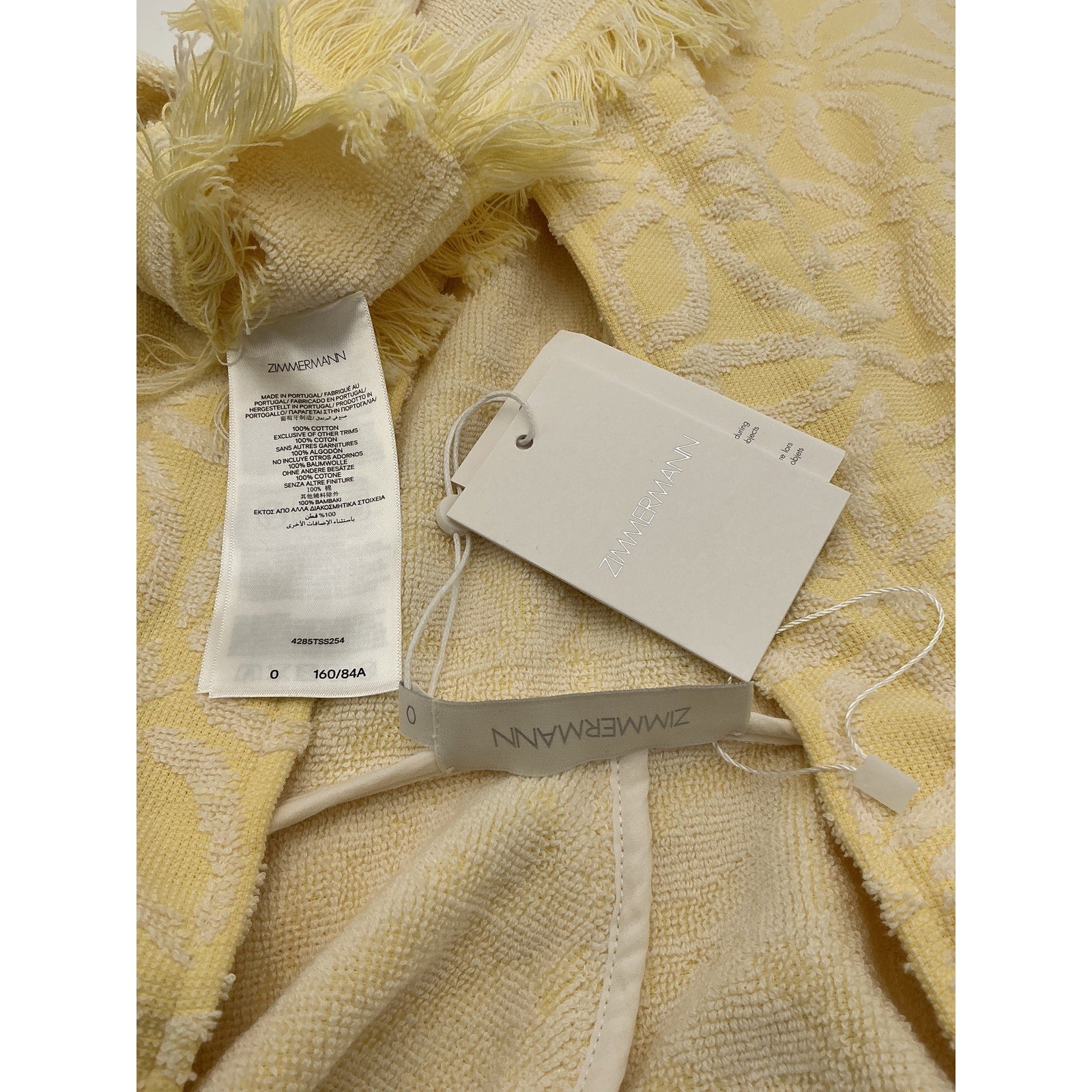 Zimmermann 'Coco' Yellow Cotton Towelling Hooded Top Size 0 / XS