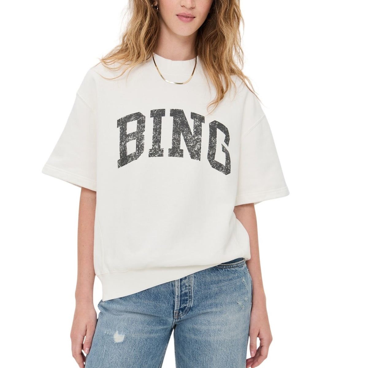 Anine Bing Logo White Jay Sweatshirt Size XS