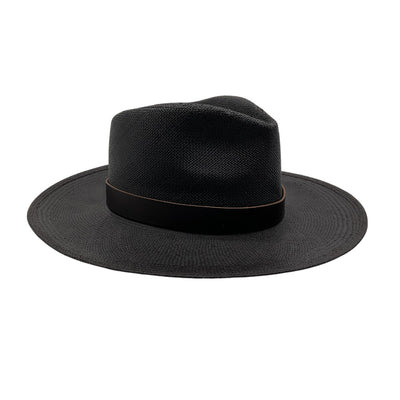 Janessa Leone Classic Black Leni Fedora Hat Size L