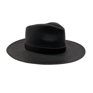 Janessa Leone Classic Black Leni Fedora Hat Size L