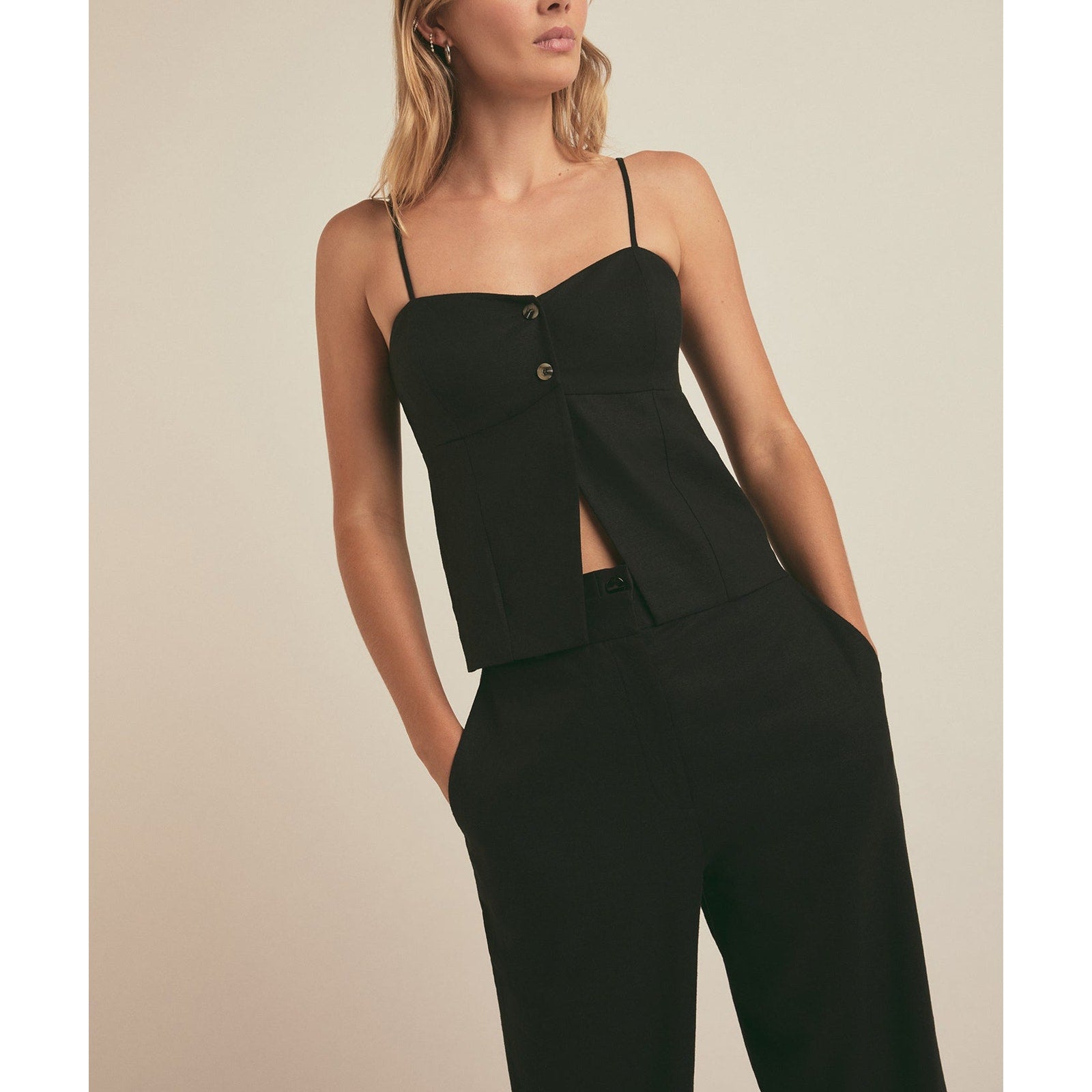 Favorite Daughter 'The Bea' Black Linen Top Size M - NWT