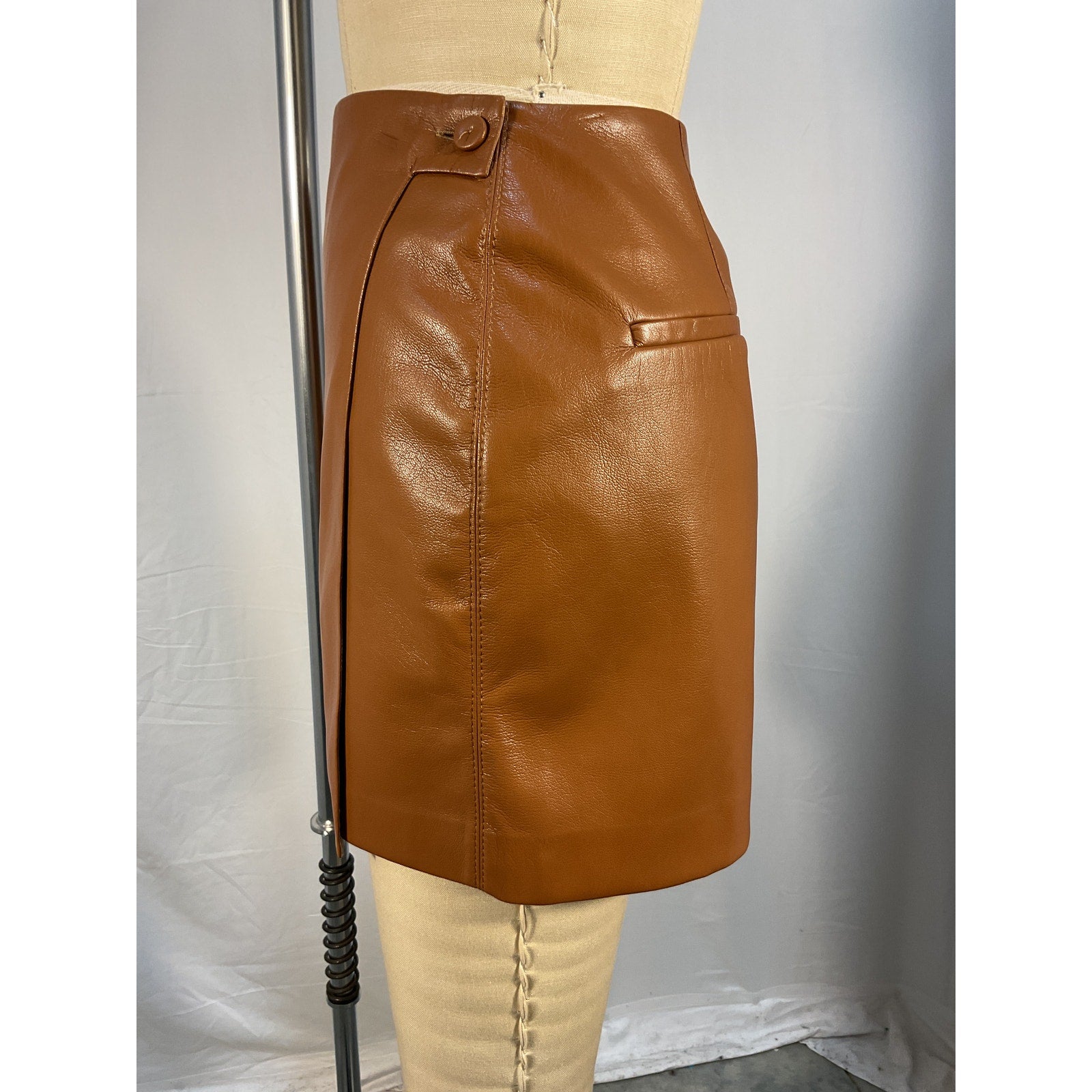 Nanushka 'Svana' Brown Faux Leather Skirt Size S