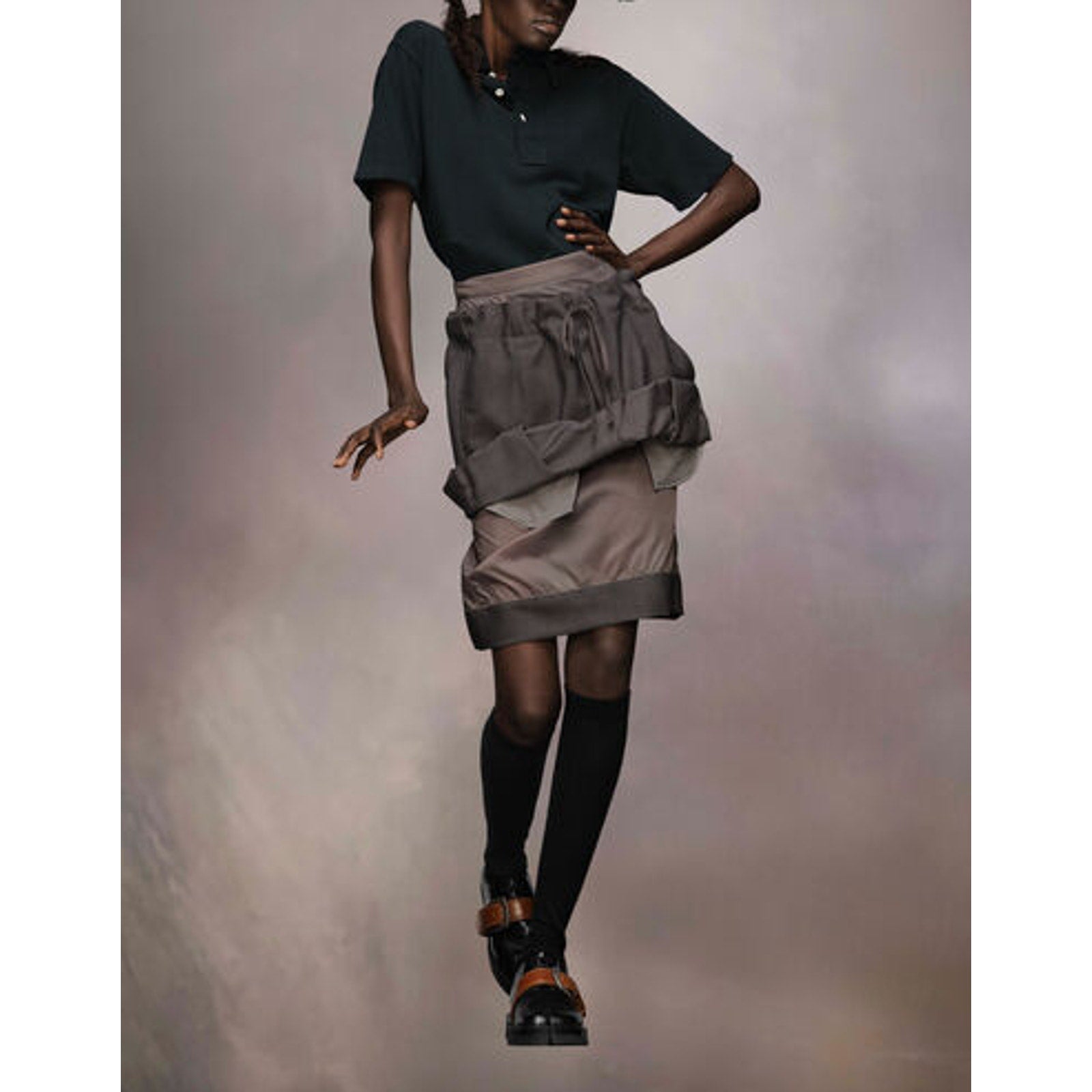 Maison Margiela Grey Mohair Layered Skirt Size 38