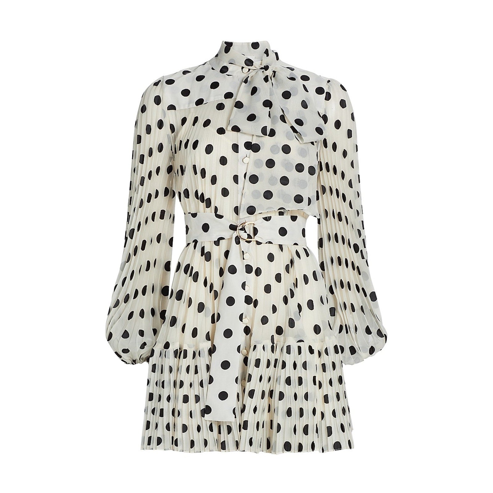 Zimmermann Polka Dot 'Pussybow' Cream Polyester Mini Dress Size 0