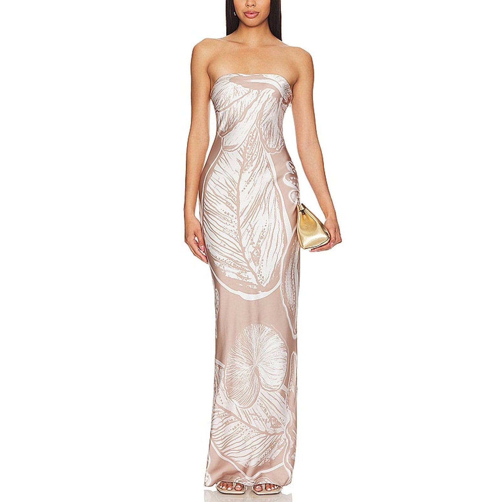 Rococo Sand White Satin Maxi Dress Size S