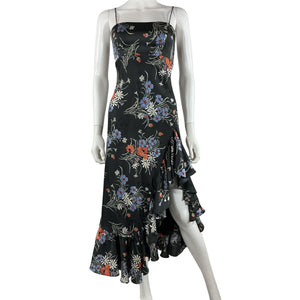 Cinq à Sept Ruffled Obsidian Multi Penny Maxi Dress Size 0