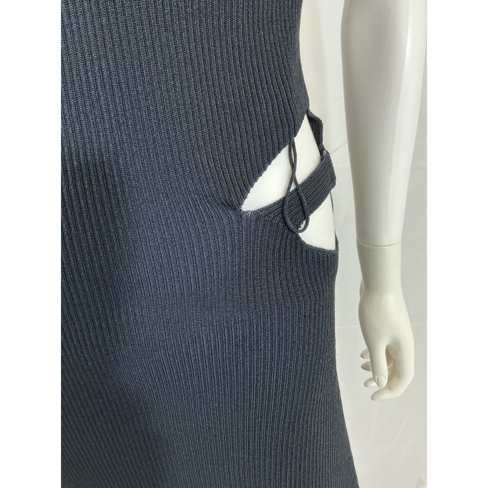 Dion Lee 'Lustrate Fork' Black Cut Out Waist Dress Size L