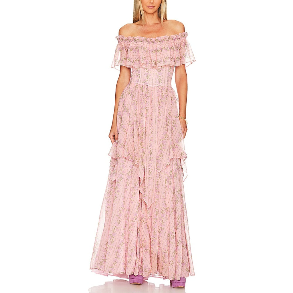 LoveShackFancy Pink Noni Off Shoulder Dress Size 2 - NWT